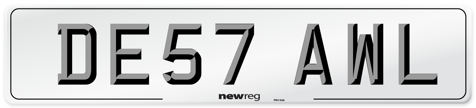 DE57 AWL Number Plate from New Reg